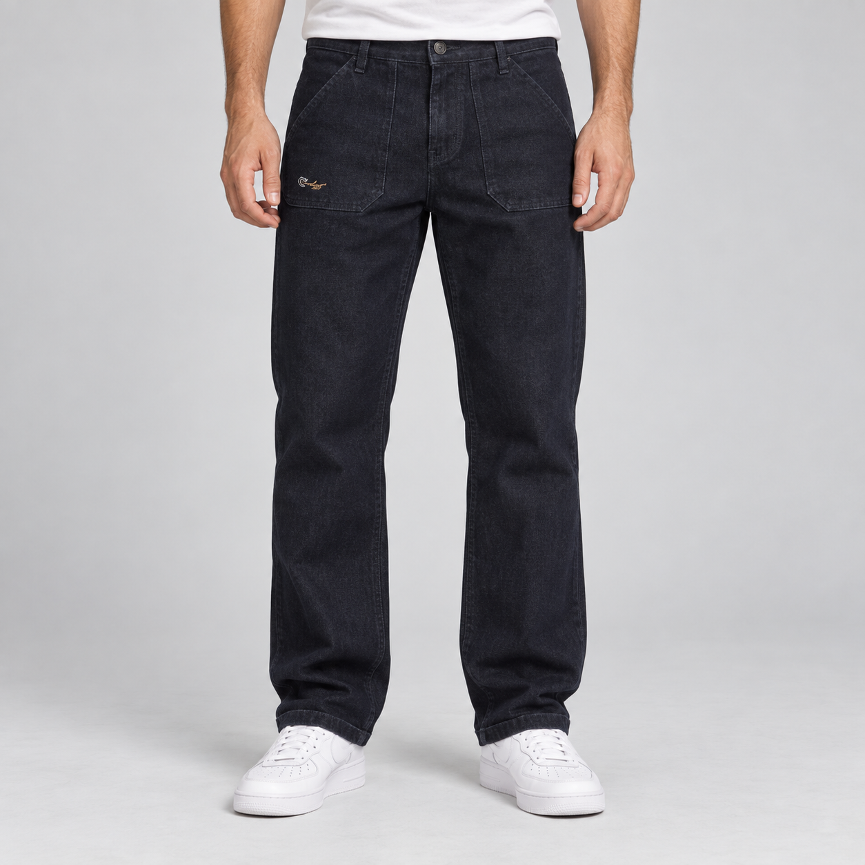 Nostrum Men's Black Baggy Fit Detail Denim Jeans | Urban Casual Wear