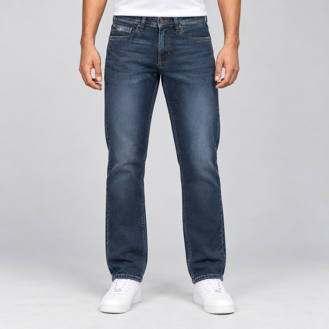Nostrum Men's Mid Blue Wash Faded Straight Fit Denim Jeans | Easy Everyday Wear