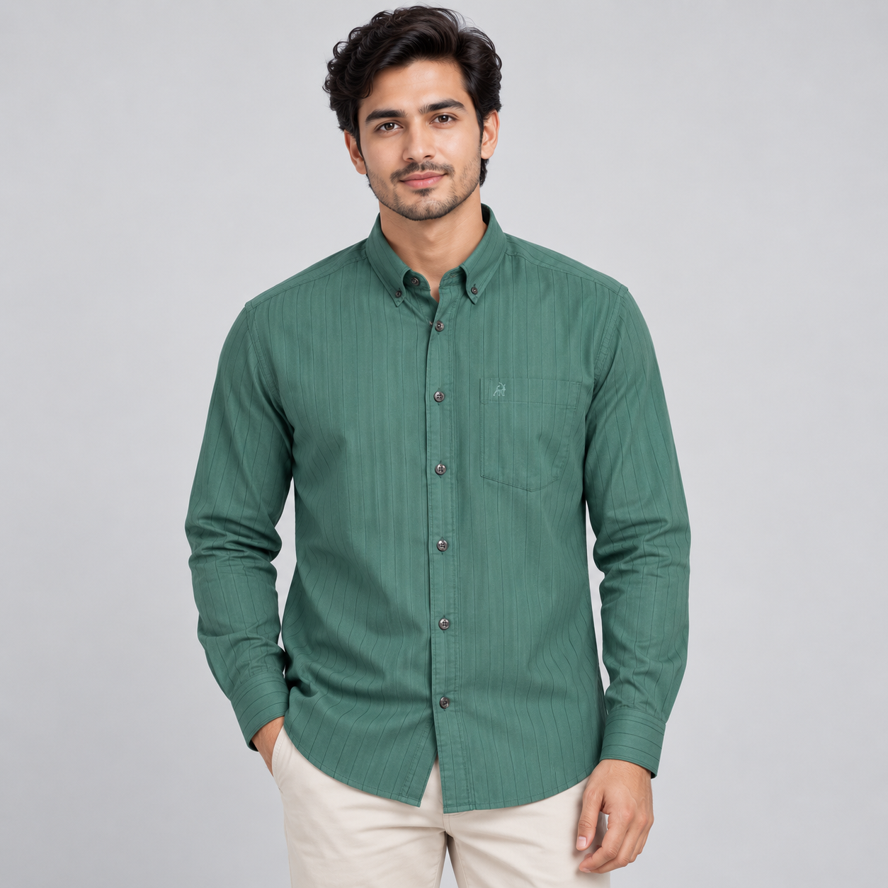 River Blue Men's Teal Green Textured Regular Fit Casual Shirt | Refined Weekend Wear