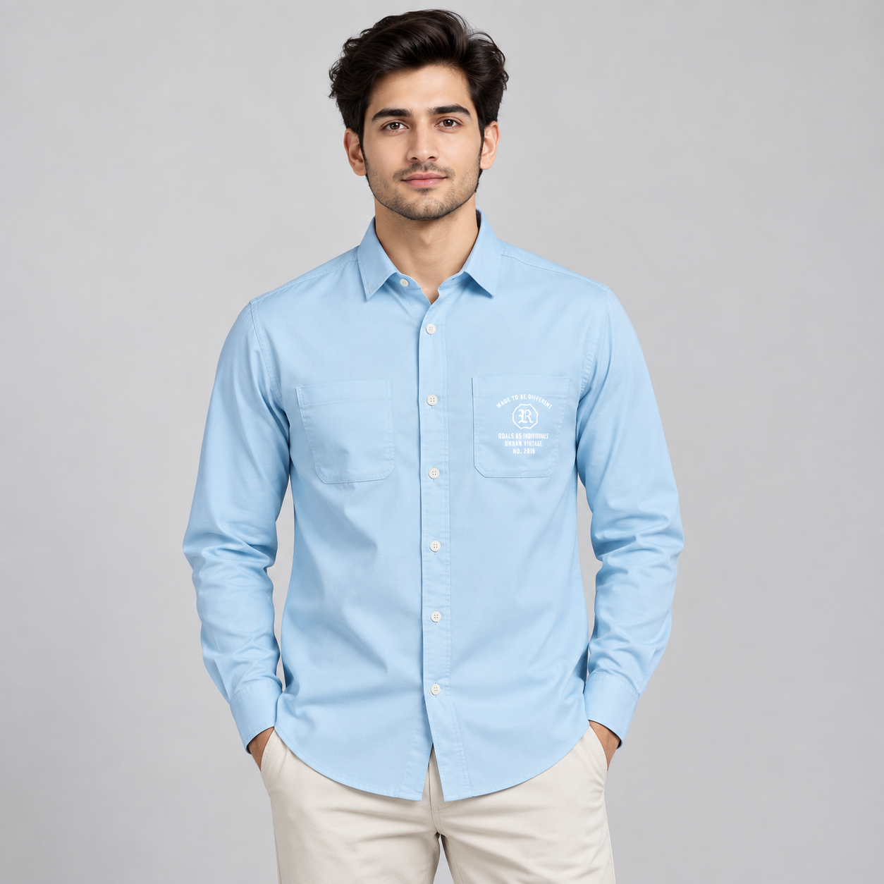 River Blue Men's Sky Blue Minimal Printed Casual Shirt | Fresh Everyday Wear