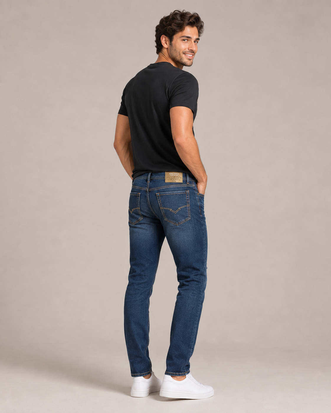 Beauty Art Men's Slim Fit Distressed Dark Blue Denim Jeans - Ripped Detail Casual Jeans