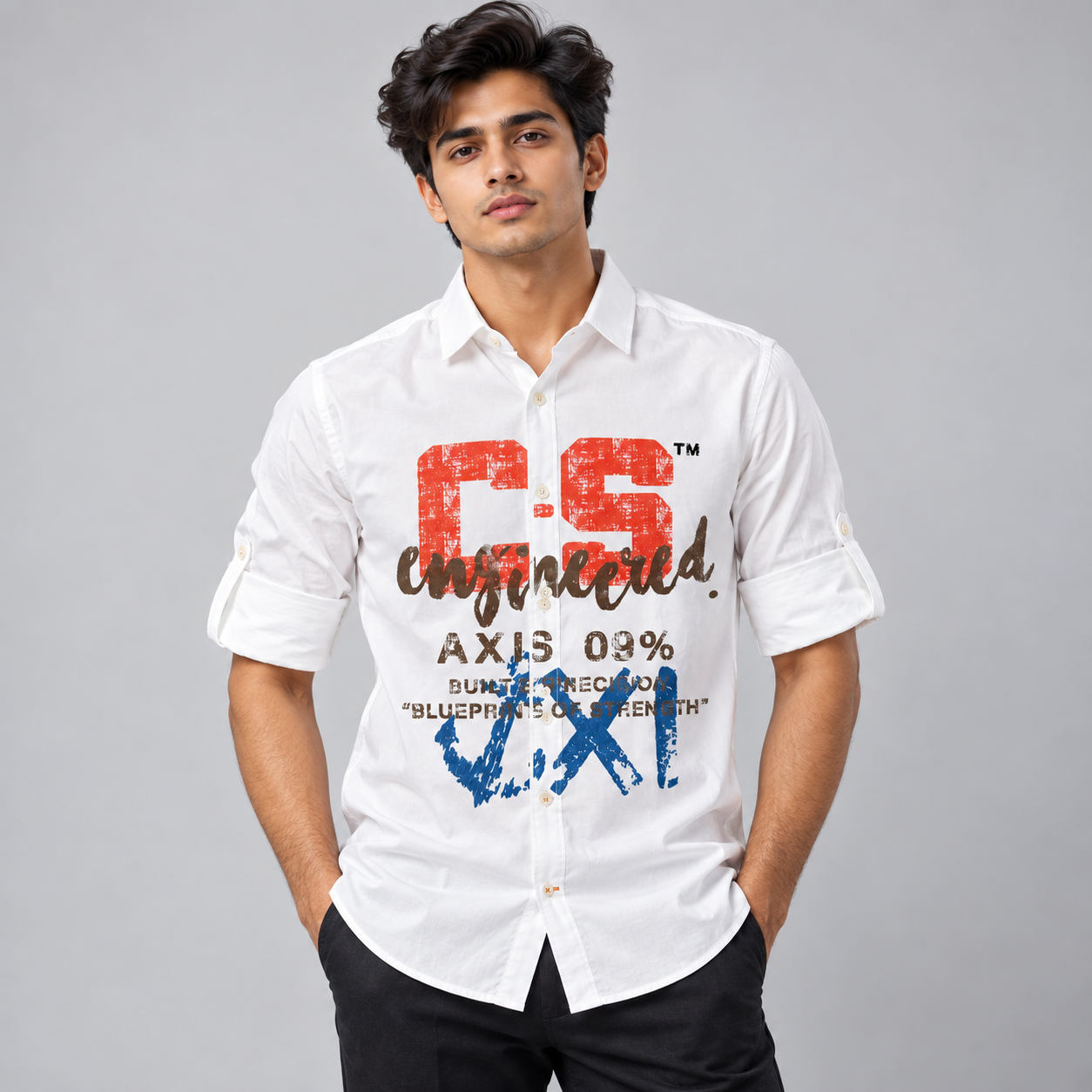 Copper Stone Men's White Bold Graphic Casual Shirt | Statement Streetwear