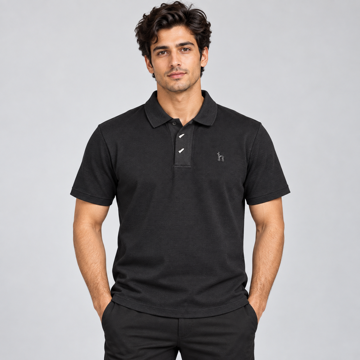 Cookyss Men's Black Minimal Polo T-Shirt | Smart Everyday Wear