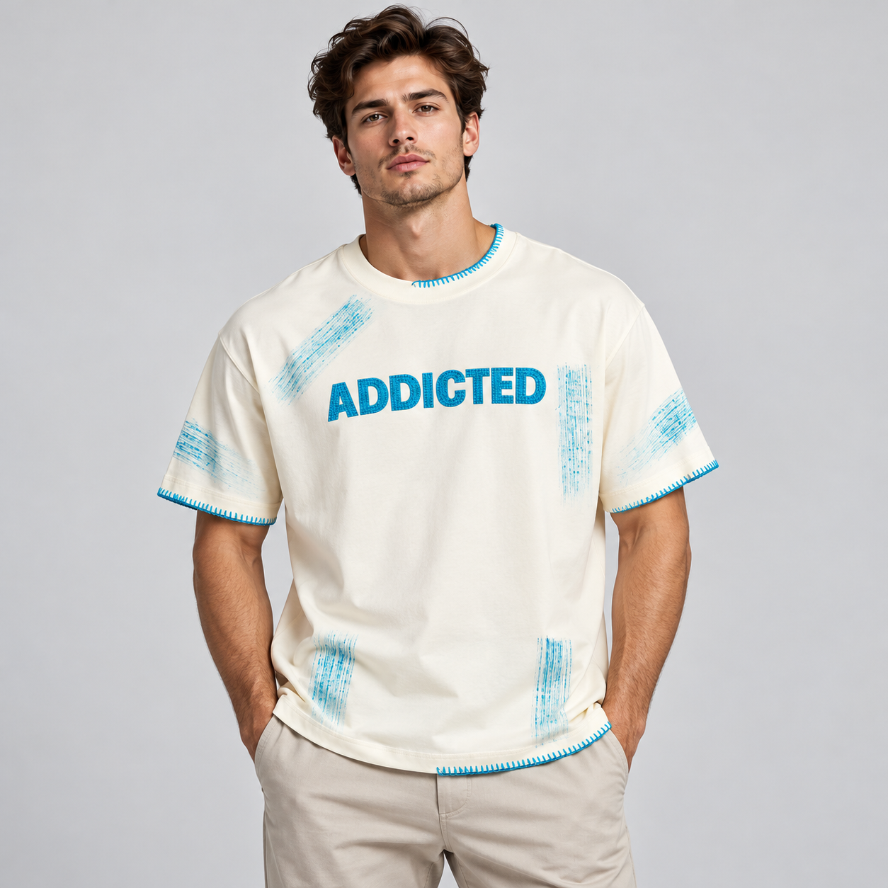 Hibrid Men's Off White Graphic Printed T-Shirt | Statement Casual Wear