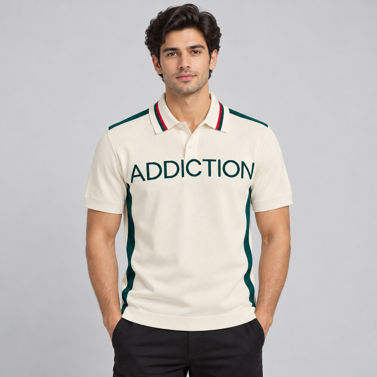 Hibrid Men's Off White and Teal Colour-Block Polo T-Shirt | Statement Casual Wear