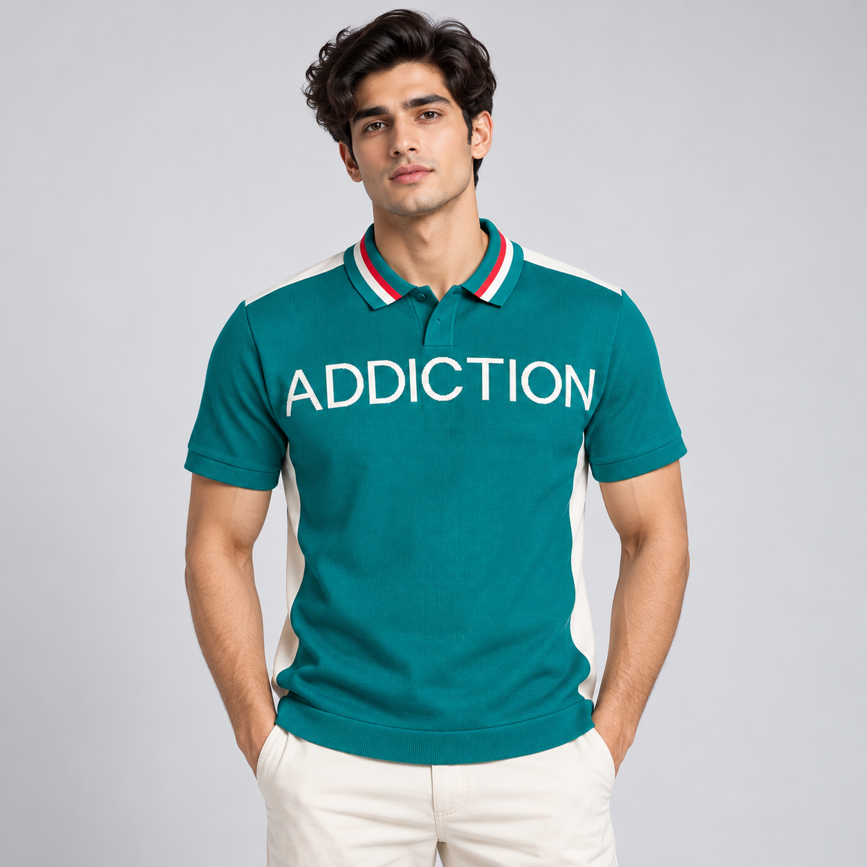 Hibrid Men's Teal Green Typography Polo T-Shirt | Sporty Casual Wear