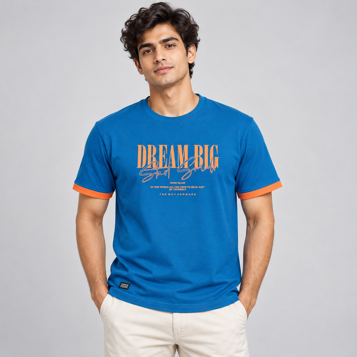 River Blue Men's Royal Blue Typography Graphic T-Shirt | Sporty Street Style