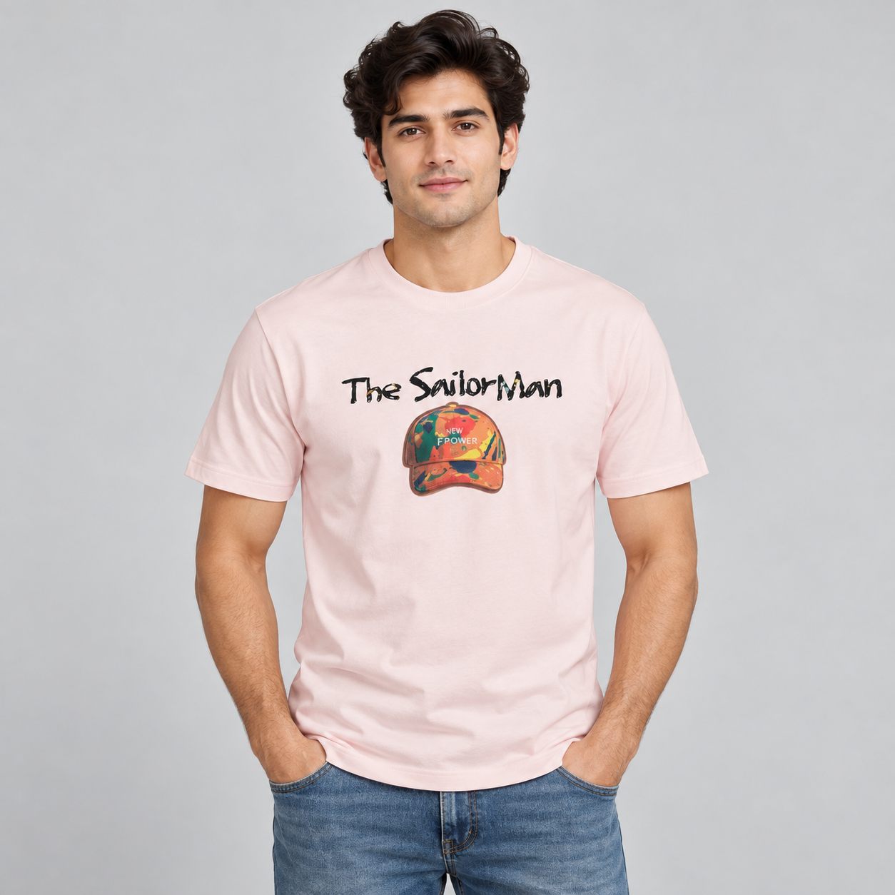 Goofups The Sailorman Graphic T-Shirt for Men - Blush Pink
