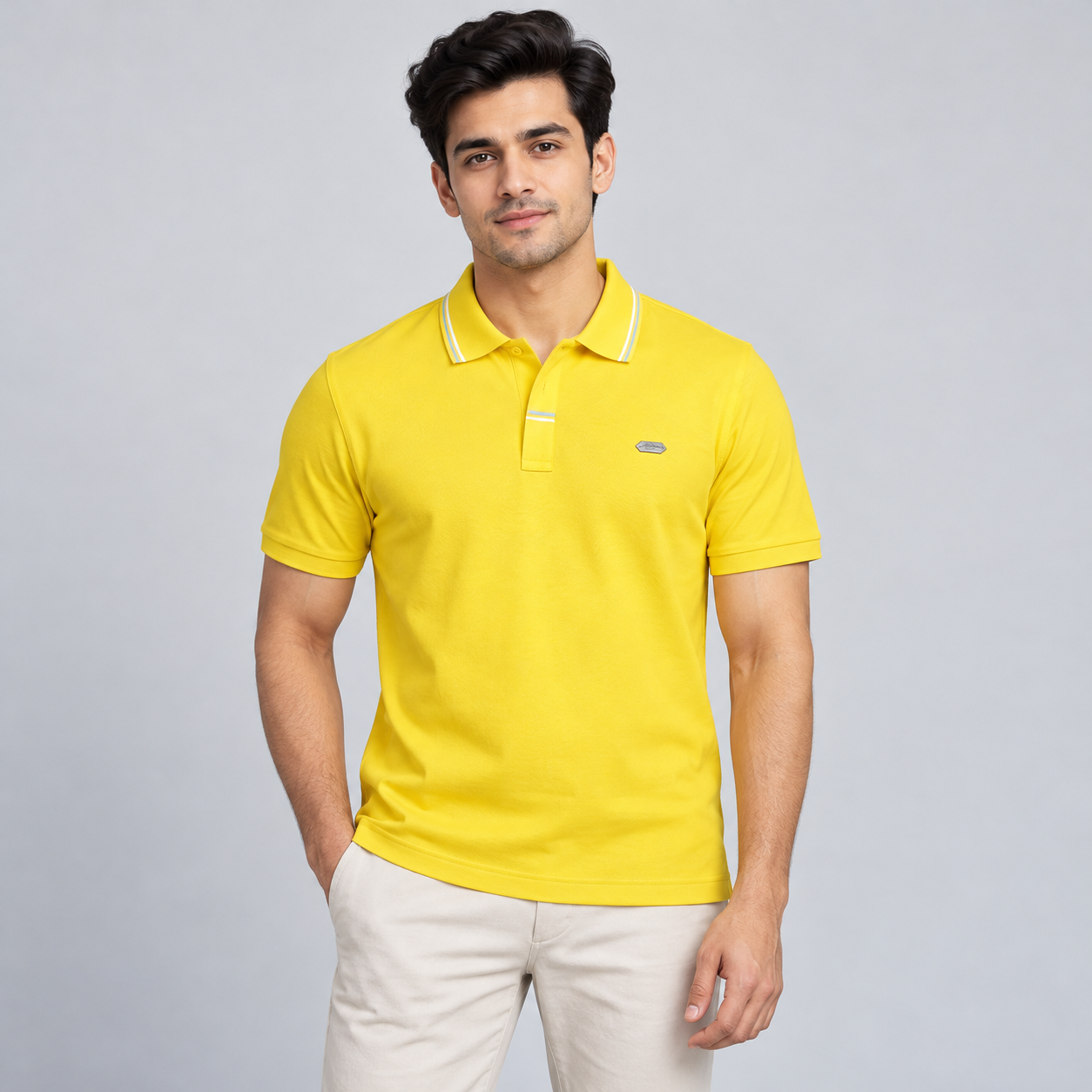 Goofups Men's Polo T-Shirt - Yellow with Tipped Collar