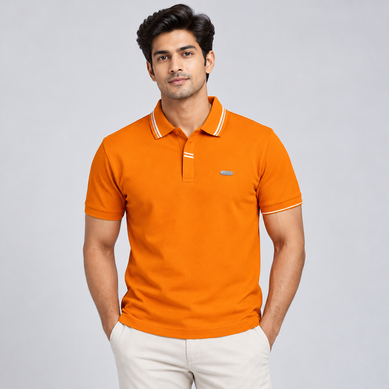 Goofups Men's Polo T-Shirt - Orange with Tipped Collar & Cuffs
