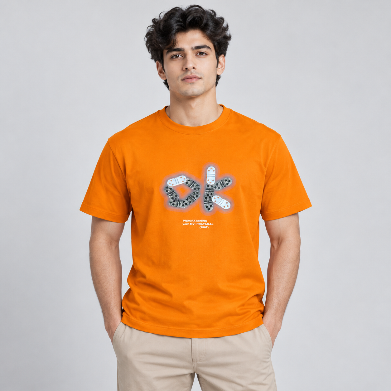 Goofups 'OK' Graphic Print T-Shirt for Men - Orange