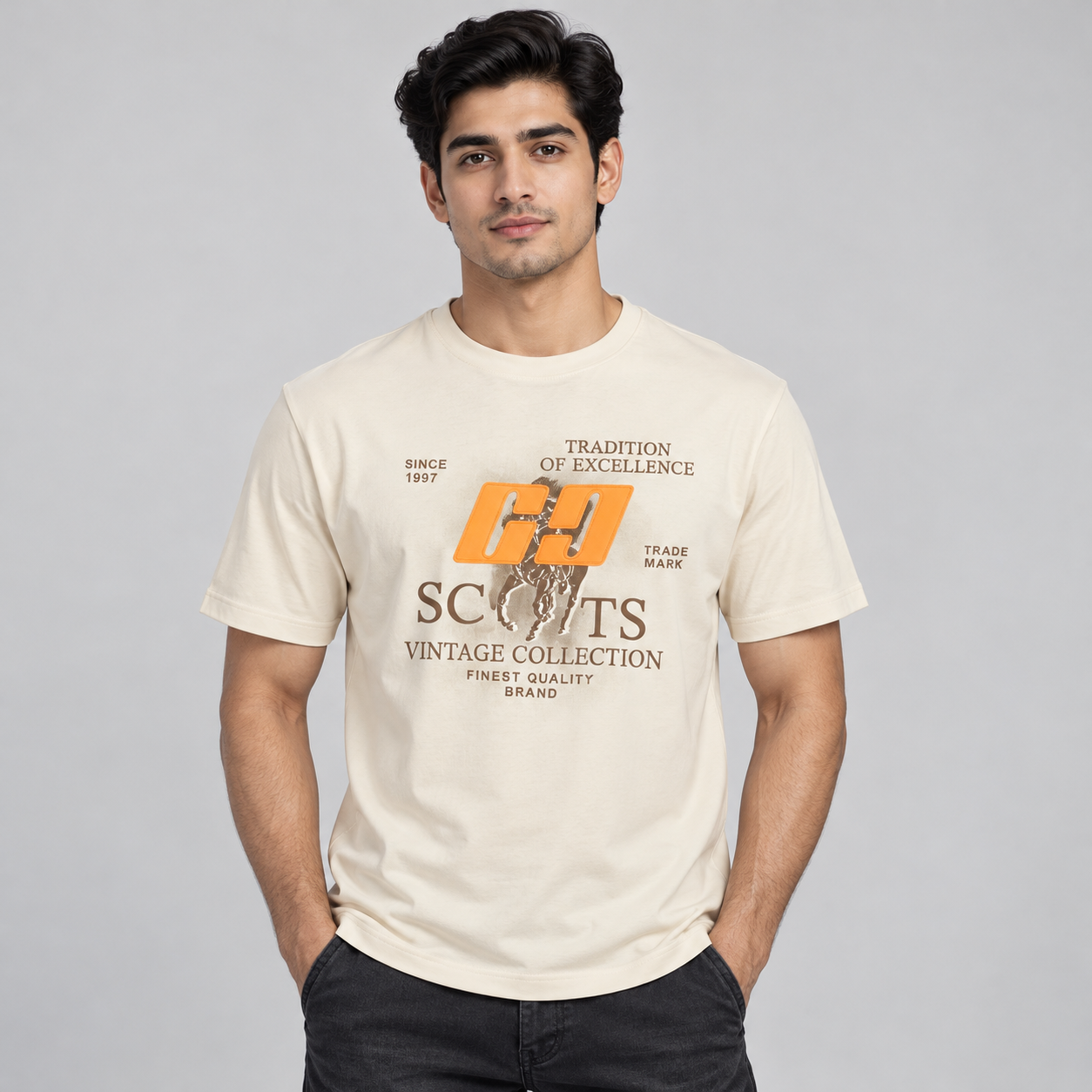 Goofups Vintage Collection Graphic T-Shirt for Men - Cream