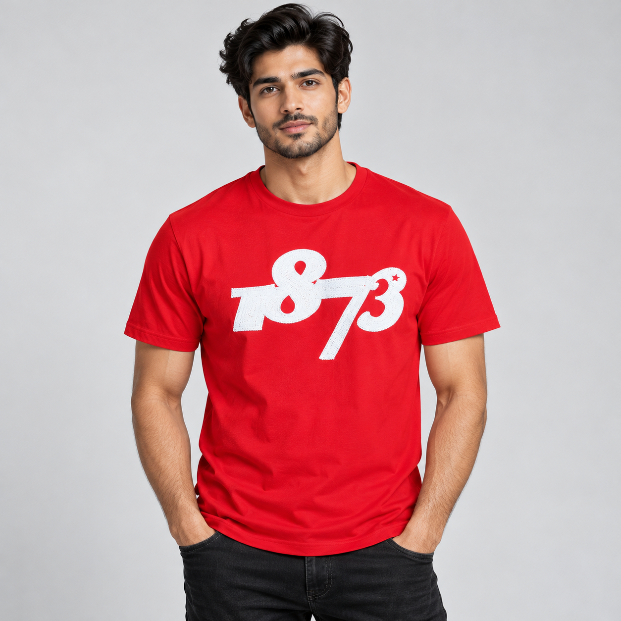 Goofups 1873 Number Print T-Shirt for Men - Red