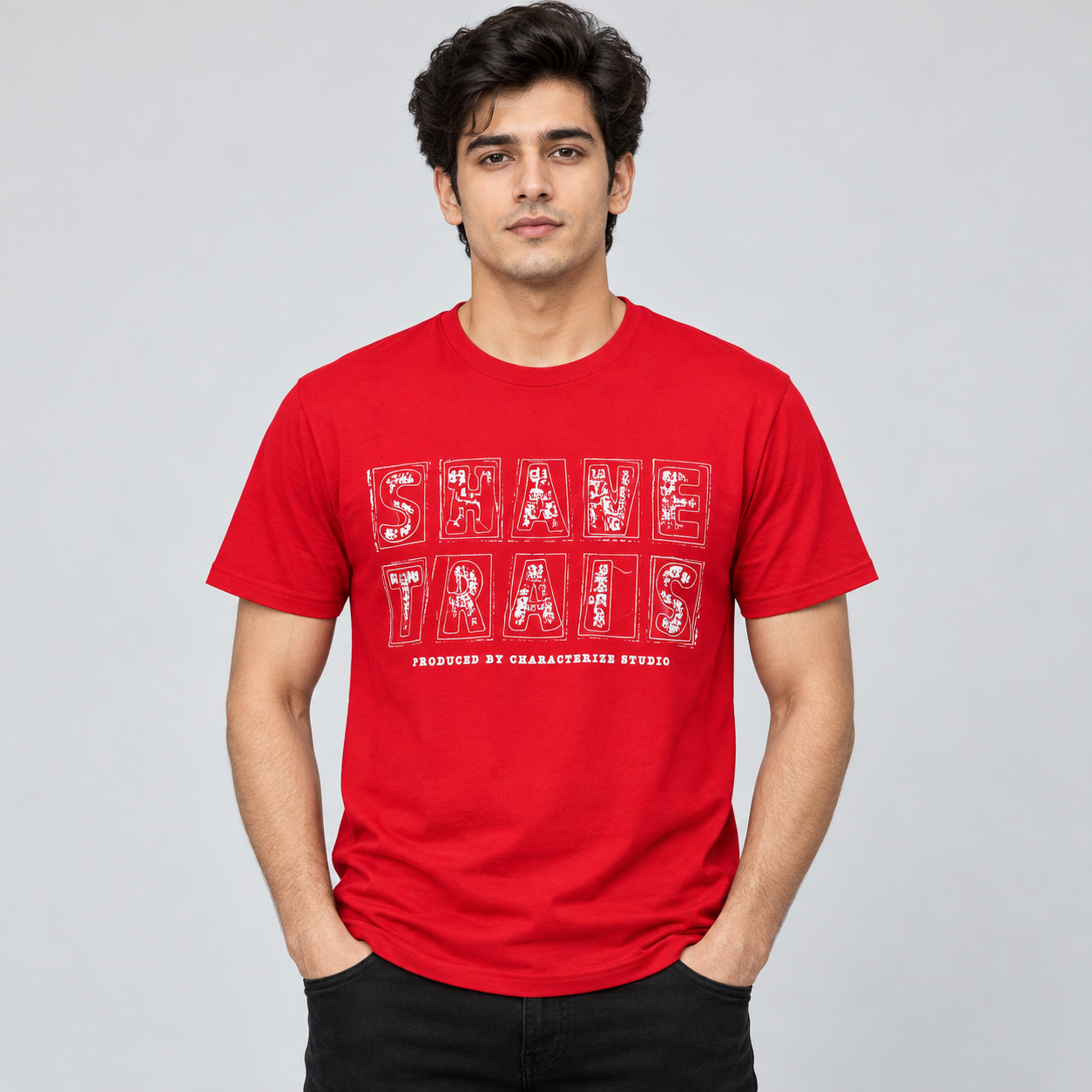Goofups Block Letter Print T-Shirt for Men - Red