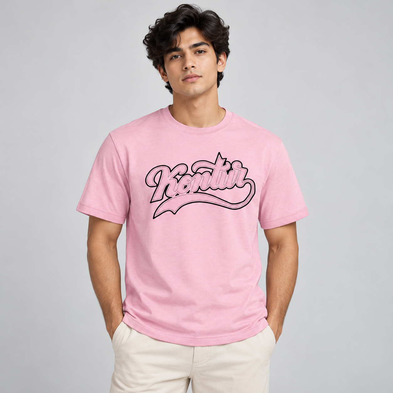 Goofups Script Lettering Graphic T-Shirt for Men - Pink