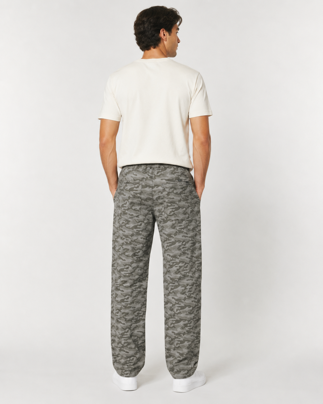 Beauty Art Men’s Grey Camouflage Regular Fit Pants | Casual Camo Trousers with Drawstring Waist