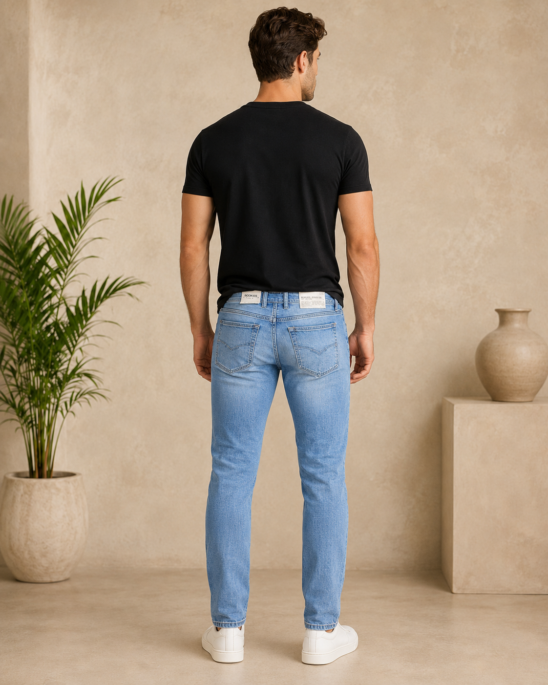 Beauty Art Men's Slim Fit Distressed Light Blue Denim Jeans - Stylish Ripped Casual Jeans