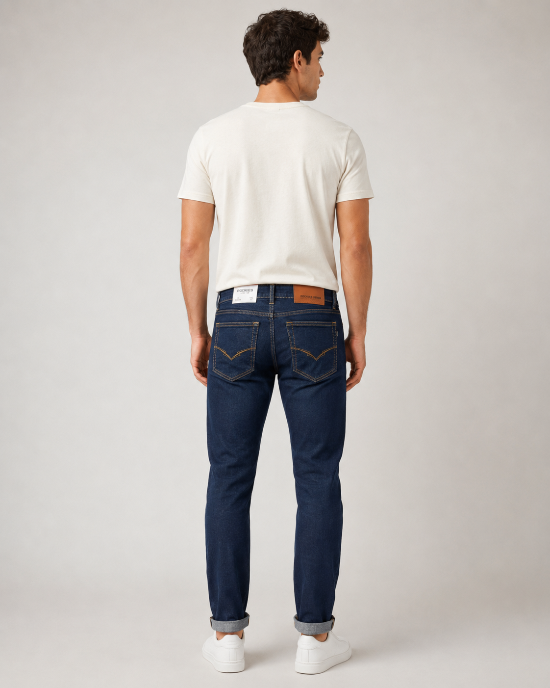 Beauty Art Men's Slim Fit Dark Indigo Denim Jeans - Stretchable Casual Jeans with Roll-Up Hem