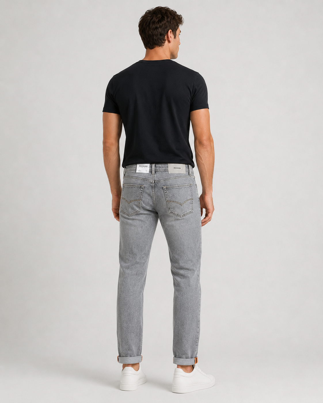 Beauty Art Men's Slim Fit Grey Denim Jeans - Stretchable Casual Jeans with Roll-Up Hem