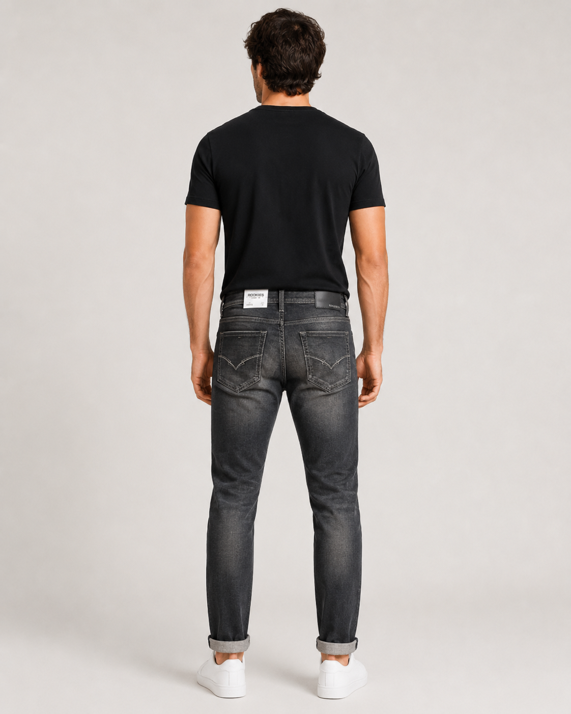 Beauty Art Men's Slim Fit Charcoal Grey Denim Jeans - Stretchable Casual Jeans with Roll-Up Hem