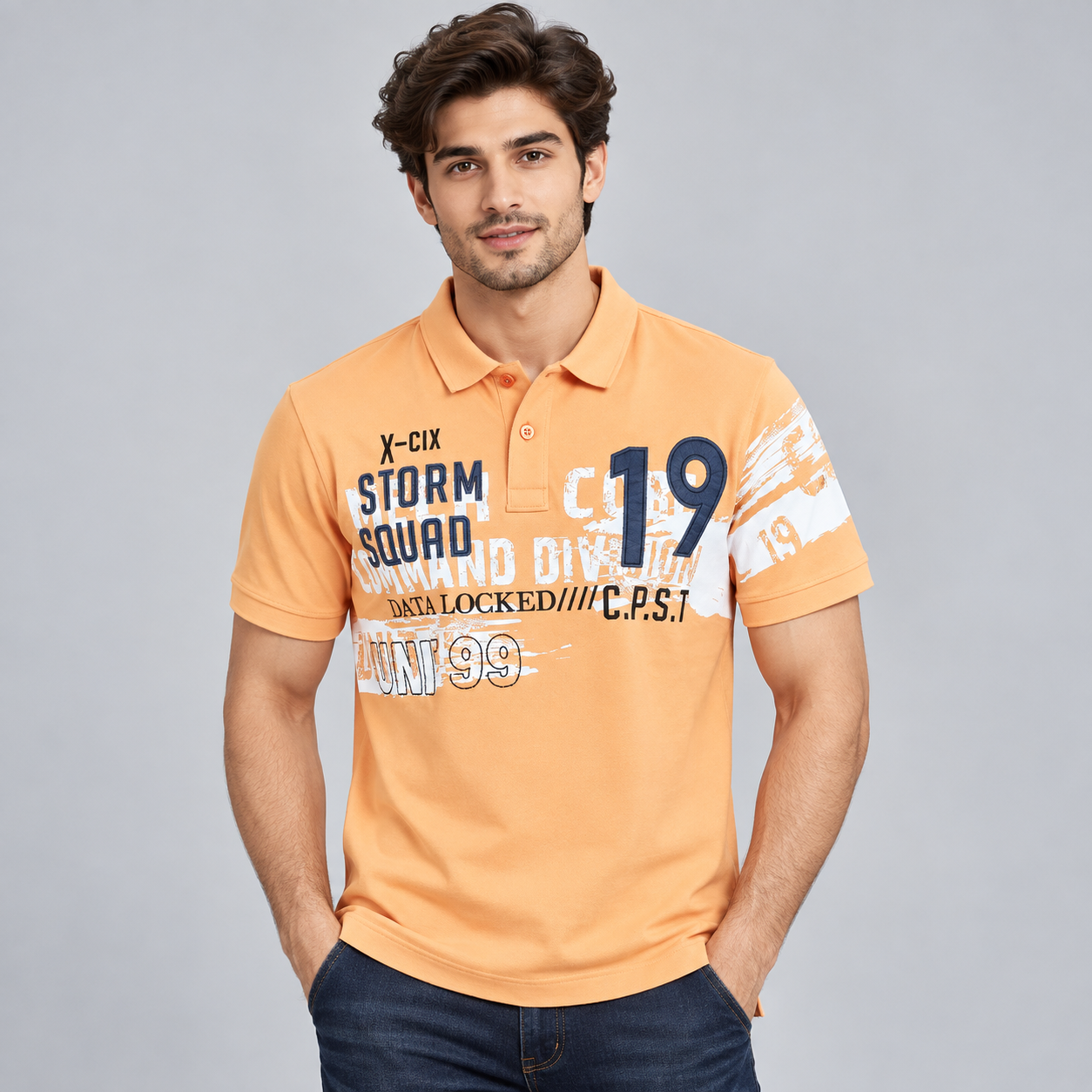 Cookyss Men's Brown and Charcoal Colour-Block Graphic T-Shirt | Modern Streetwear