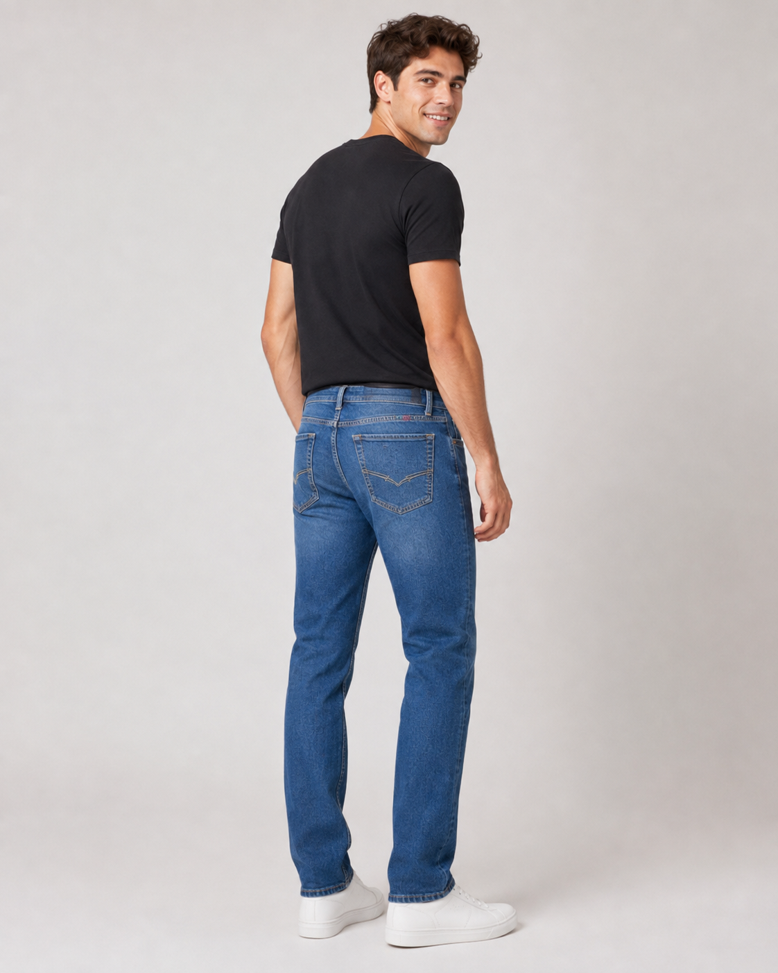 Beauty Art Men's Straight Fit Medium Blue Denim Jeans - Stretchable Classic Casual Jeans